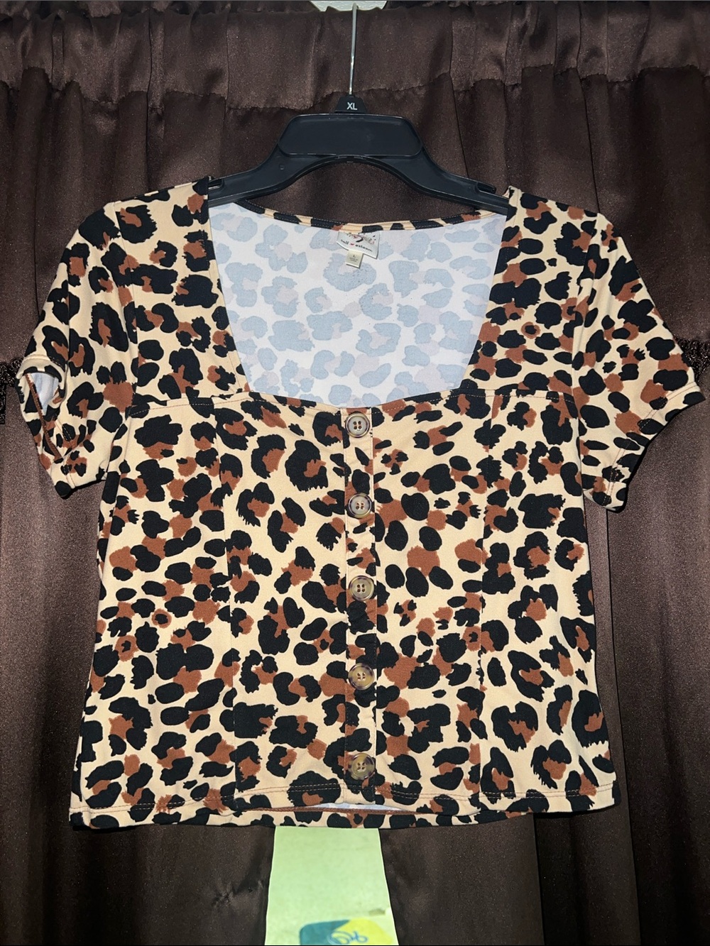 Self Esteem Leopard-Print Crop Top in Brown and Black